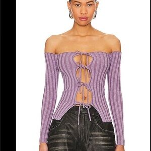 Superdown Purple LOLA  Metallic Off-Shoulder Top SIZE MEDIUM NWT
